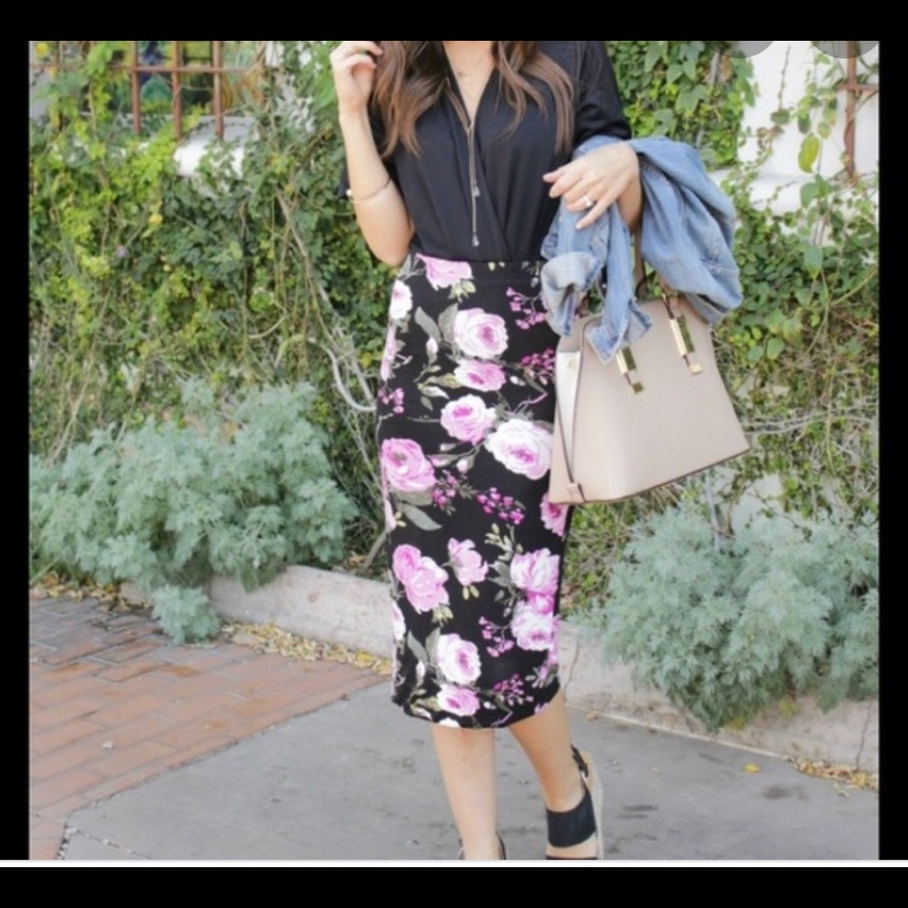 Leith floral pencil skirt